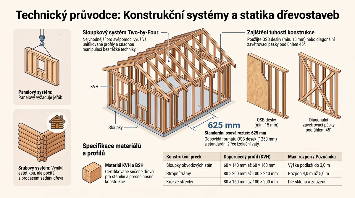 Návrh konstrukce, typy dřevostaveb a výpočet statiky