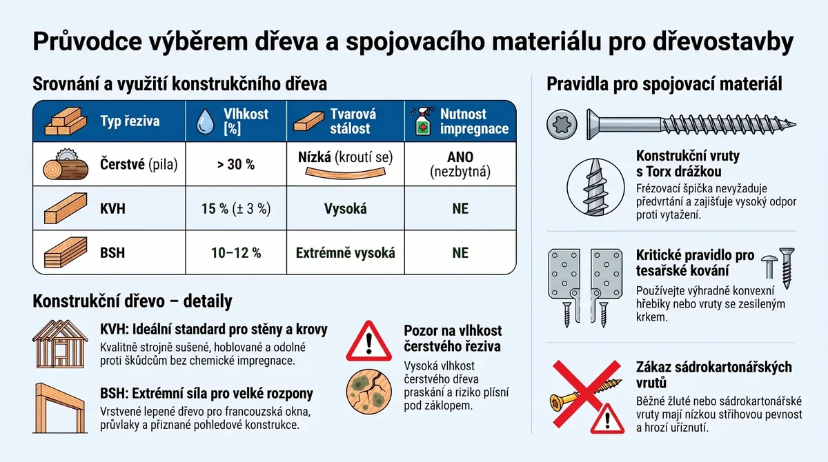 Dřevo pro konstrukci, výběr reziva a spojovací materiál