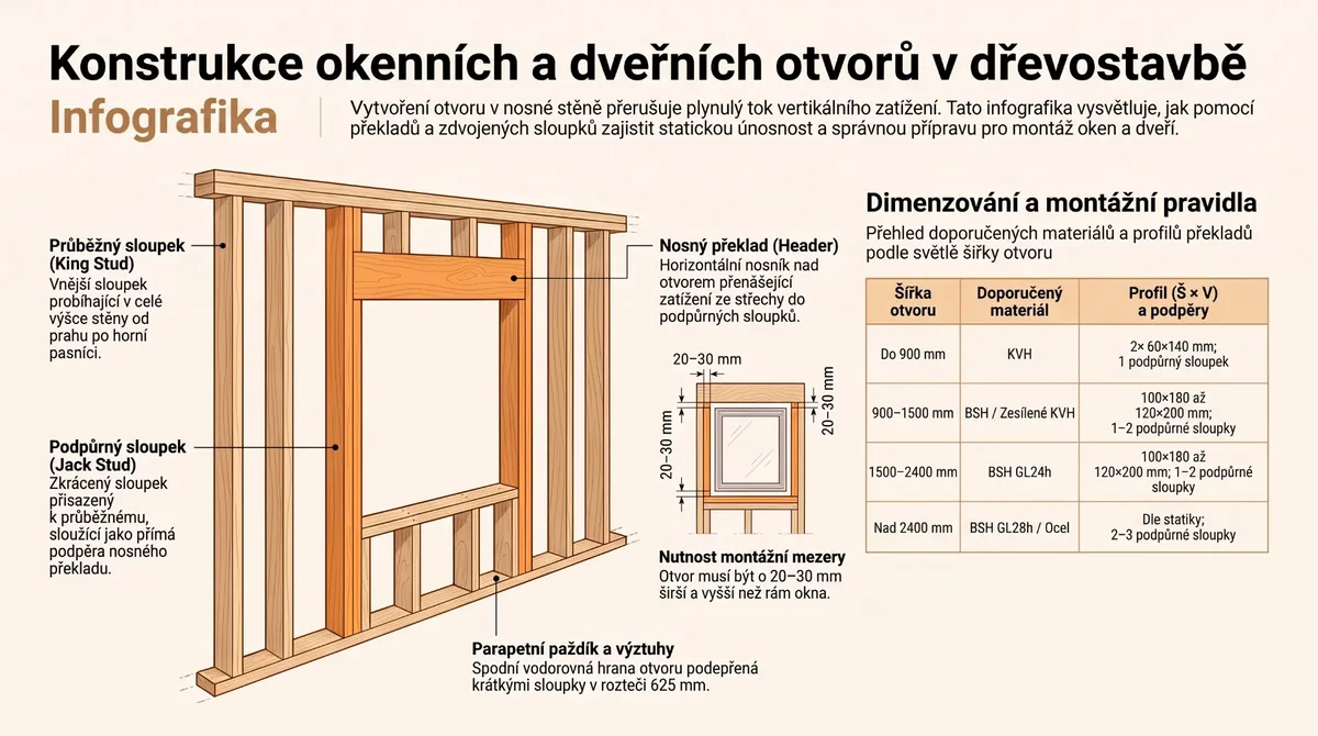 Otvory pro okna a dveře – Překlady, výztuhy a ostění