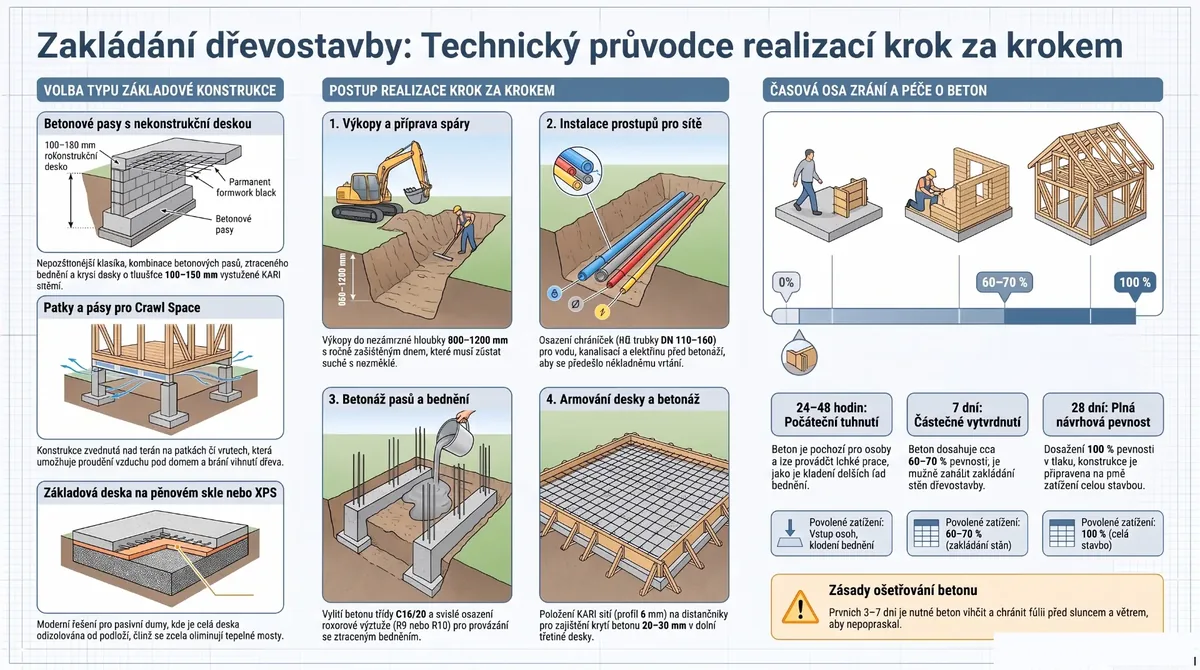 Návrh a realizace základových pasů, patky a desky